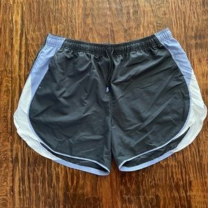 Women’s BCG athletic shorts. 4.5 inch inseam. Grey, white, and purple. Size XL